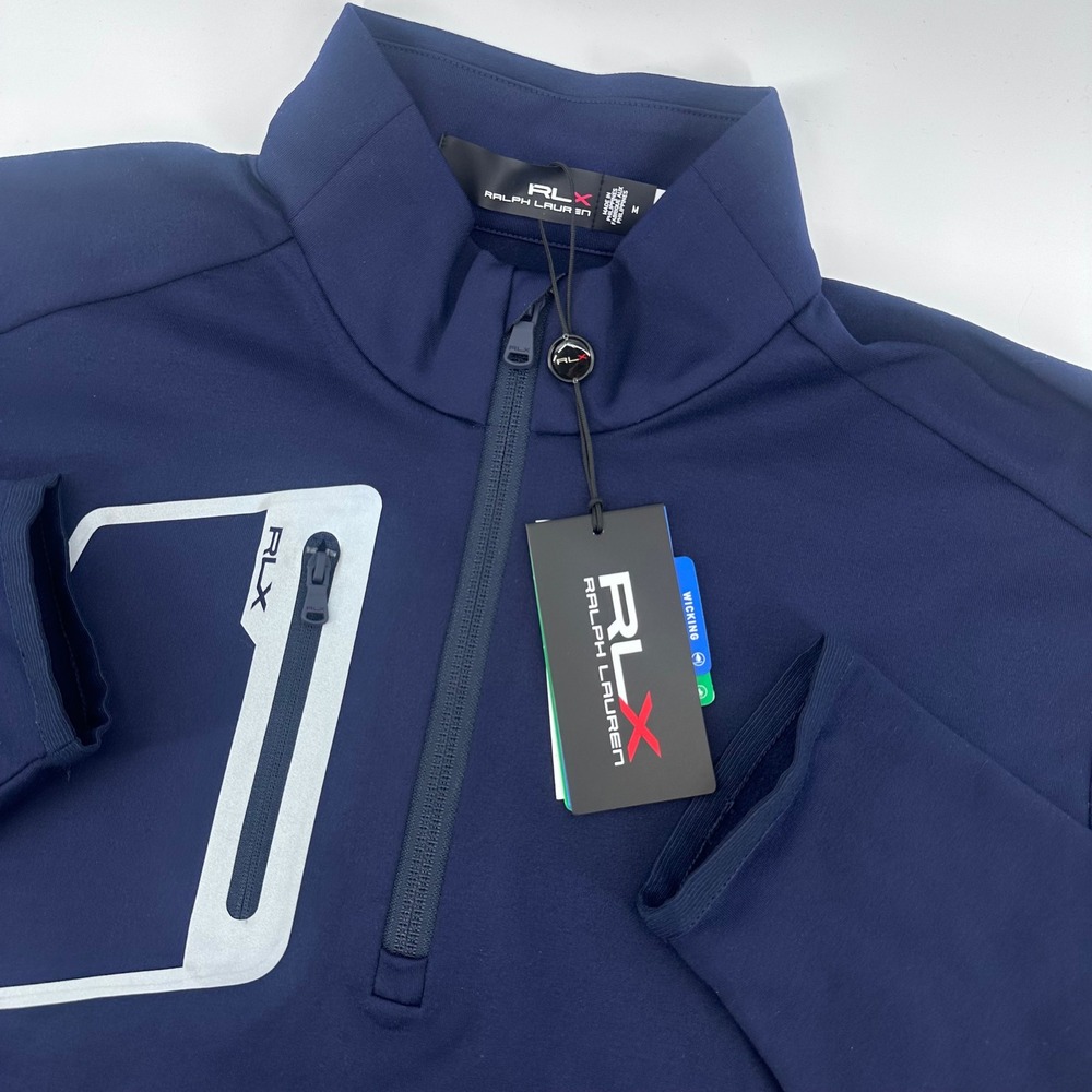 RLX Ralph Lauren Quarter Zip Pullover Mens Size M Navy‎ Blue Performance Top